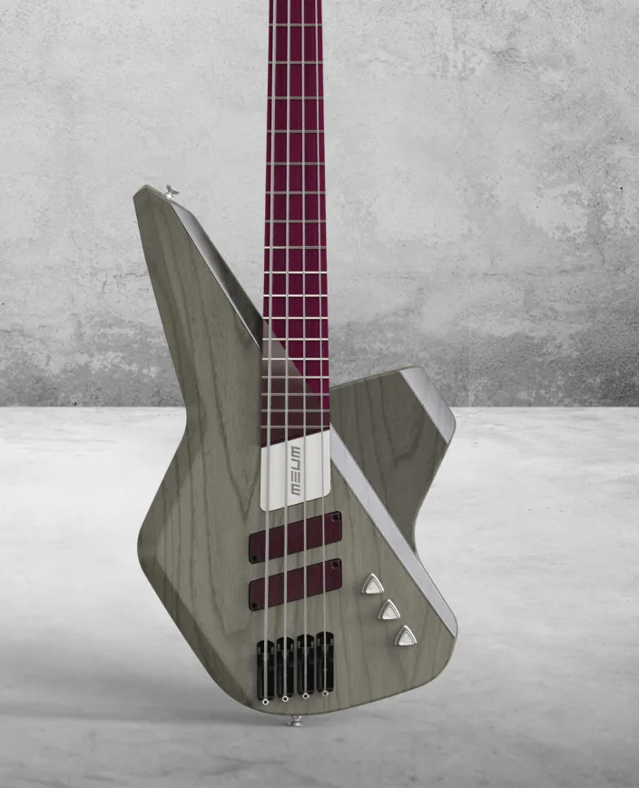 Meum bass guitar in dove grey
